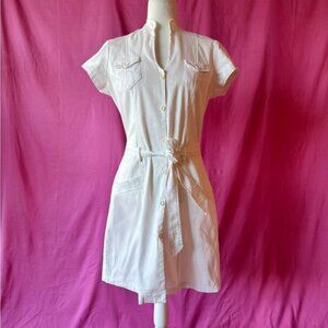 Vintage White Safari Shirt Dress – Size M